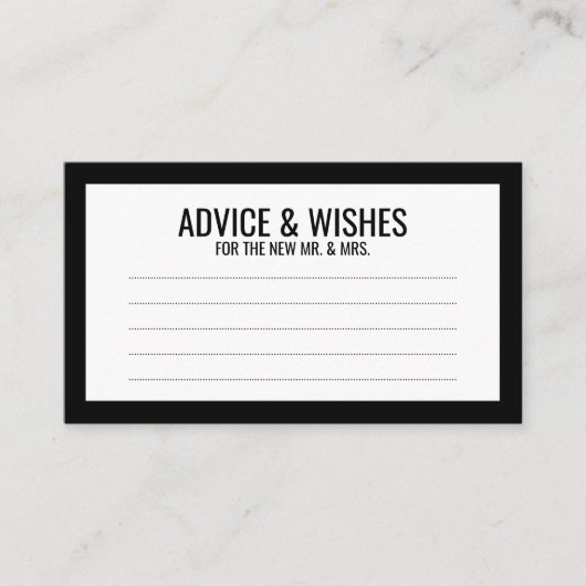 Zwart-witbruidsadvies en -wensen advieskaart (Voorkant)
