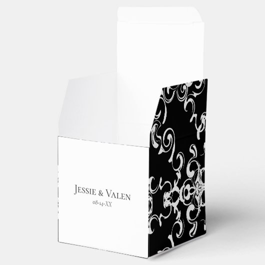 Zwart-witbruin gothisch huwelijk bedankdoosjes (Geopend)