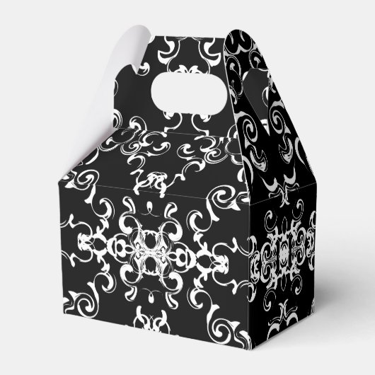 Zwart-witbruin gothisch huwelijk bedankdoosjes (Achterkant)