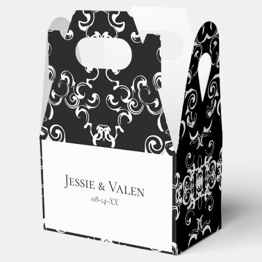 Zwart-witbruin gothisch huwelijk bedankdoosjes (Geopend)