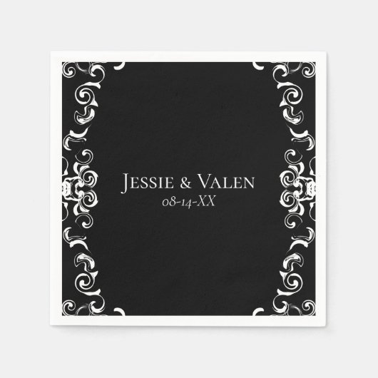 Zwart-witbruin gothisch huwelijk servet (Voorkant)