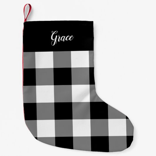 Zwart-witbuffels gepersonaliseerd kleine kerstsok (Voorkant)