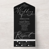 Zwart-witCalligrafie-script bruiloft All In One Uitnodiging (Binnen)