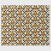 Zwart-witcheques en goudpaalbus cadeaupapier (Vlak)