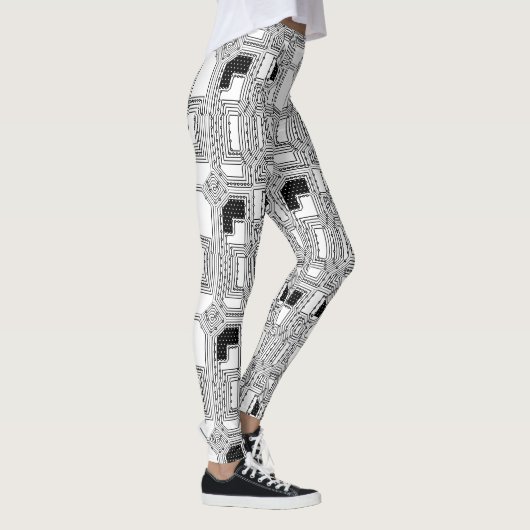Zwart-witcircuit Leggings (Rechts)