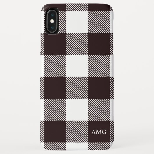 Zwart-witcontrole Tartan speldenmonogram Case-Mate iPhone Case (Achterkant)