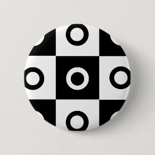 Zwart-witcontrolepatroon Ronde Button 5,7 Cm