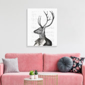 Zwart-witdeerportret Canvas Afdruk (Insitu (Woonkamer))