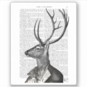 Zwart-witdeerportret Sticker (Voorkant)