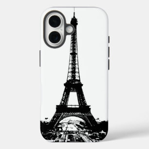 Zwart-wite Eiffeltower iPhone 16 Hoesje