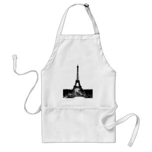 Zwart-wite Eiffeltower Standaard Schort