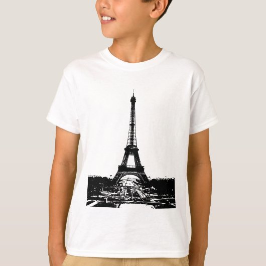 Zwart-wite Eiffeltower T-shirt (Voorkant)