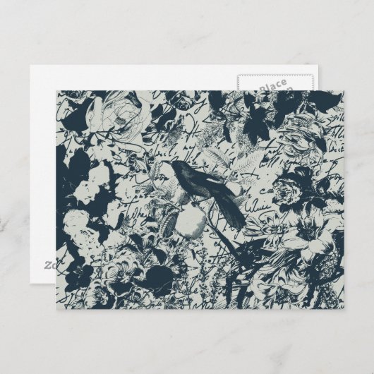  zwart-witflens en script afdrukken briefkaart (Voorkant / Achterkant)