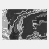 Zwart-witfluid Art Modern Abstract Inpakpapier Vel (Voorkant 2)