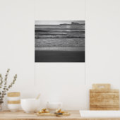 Zwart-witfoto op het strand - zeebaars poster (Keuken)