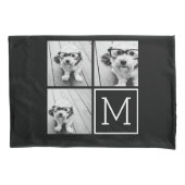 Zwart-witfotocollage met monogram kussensloop (Voorkant)