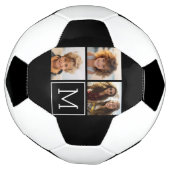 Zwart-witfotocollage met monogram voetbal (Gedraaid)