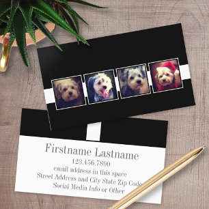 Zwart-witfotocollage vierkantjes, speciaal geperso visitekaartje