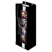Zwart-witfotocollage vierkantjes, speciaal geperso wijn cadeautas (Achterkant Gekanteld)