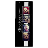 Zwart-witfotocollage vierkantjes, speciaal geperso wijn cadeautas (Voorkant)