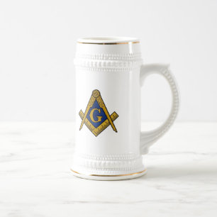 Zwart-witfreemason-kompas Bierpul