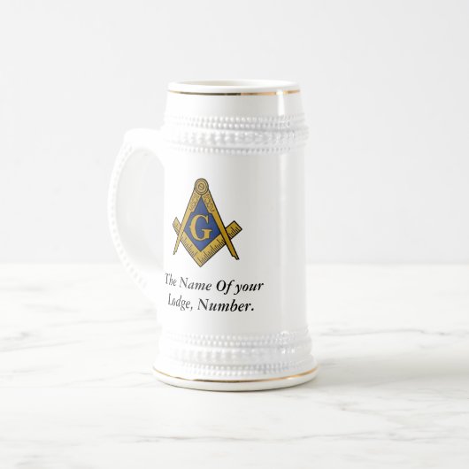 Zwart-witfreemason-kompas Bierpul (Voorkant links)