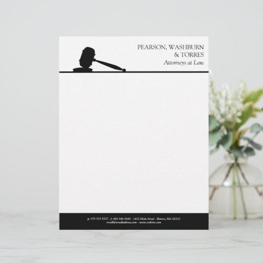 Zwart-witgavel-advocaten bij wet custom briefhoofd (Staand voorkant)