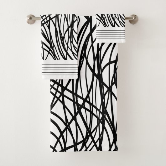 Zwart-witgeborsteld grijs bad handdoek (Insitu)