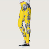 Zwart-witgele botanische Floral Leggings (Links)