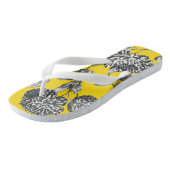 Zwart-witgele botanische Floral Teenslippers (Schuin)
