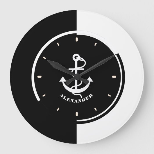 Zwart-witGeometrisch ontwerp met bootveranker Grote Klok (Voorkant)