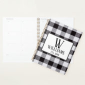 Zwart-witgingham Monogram Familienaam Jaar Planner (Display)