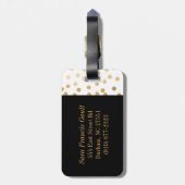 Zwart-witgoud Glitter City Stippen Monogram Bagagelabel (Achterkant verticaal)