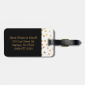 Zwart-witgoud Glitter City Stippen Monogram Bagagelabel (Achterkant horizontaal)