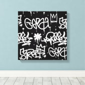 Zwart-witgrijs patroon canvas afdruk (Insitu (Houten vloer))
