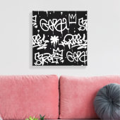 Zwart-witgrijs patroon canvas afdruk (Insitu (Woonkamer))