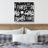 Zwart-witgrijs patroon canvas afdruk (Insitu (Slaapkamer))