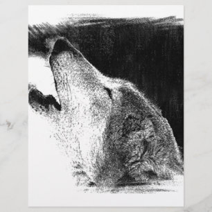 Zwart-witgrijs Wolf-schets