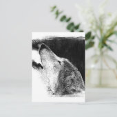 Zwart-witgrijs Wolf-schets Briefkaart (Staand voorkant)
