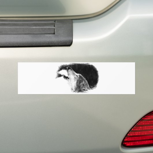 Zwart-witgrijs Wolf-schets Bumpersticker (Op auto)