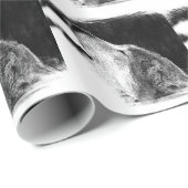 Zwart-witgrijs Wolf-schets Cadeaupapier (Rol Hoek)