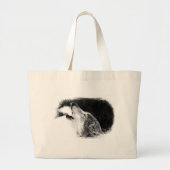Zwart-witgrijs Wolf-schets Grote Tote Bag (Voorkant)