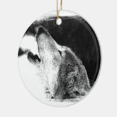 Zwart-witgrijs Wolf-schets Keramisch Ornament (Links)
