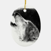Zwart-witgrijs Wolf-schets Keramisch Ornament (Voorkant)
