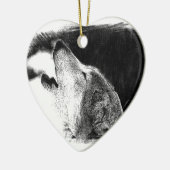 Zwart-witgrijs Wolf-schets Keramisch Ornament (Links)