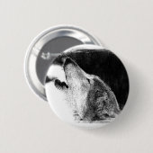 Zwart-witgrijs Wolf-schets Ronde Button 5,7 Cm (Voorkant /achterkant)