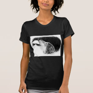 Zwart-witgrijs Wolf-schets T-shirt