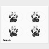 Zwart-witgrijze handdoeken ovale sticker (Vel)