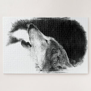 Zwart-witgrijze Wolf Schetch Kunstwerk Dierkunst Legpuzzel