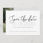 Zwart-witkalligrafie Foto Opslaan Datum kaart (Voorkant / Achterkant)